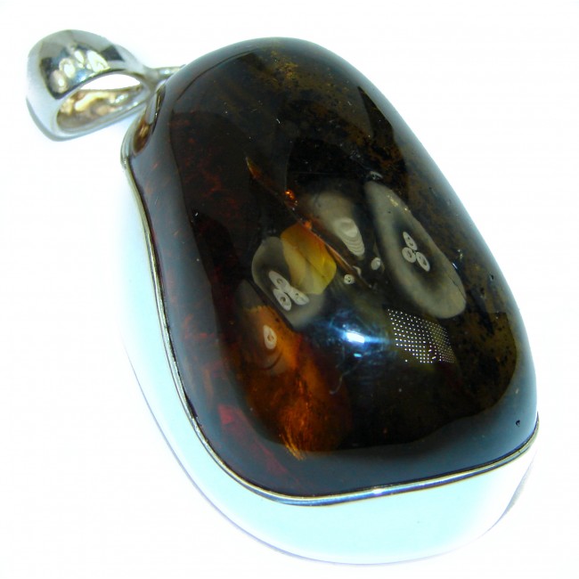 Timeless Treasure Genuine Dark Baltic Amber .925 Sterling Silver handmade pendant