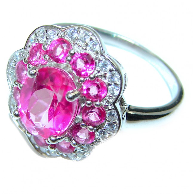 Sweet Pink Topaz .925 Silver handcrafted Ring s. 8 1/4
