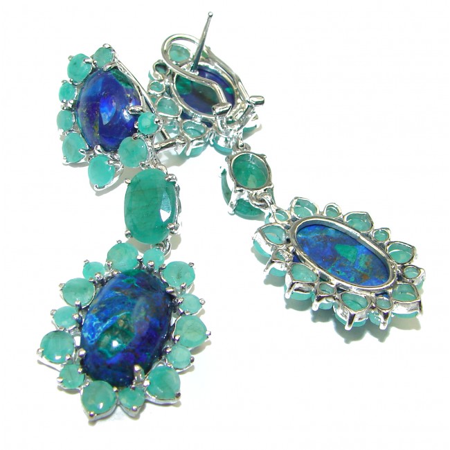Fabulous Parrot's Wing's Chrysocolla .925 Sterling Silver handcrafted earrings