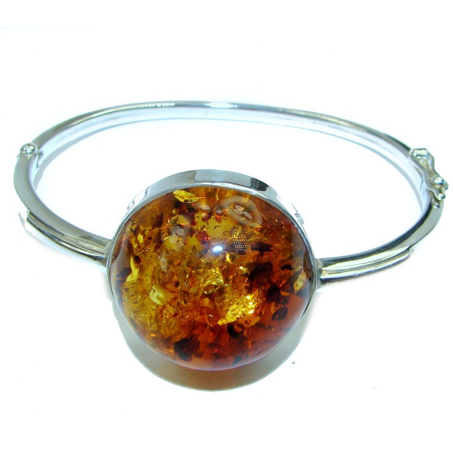 Huge 27.8 grams Genuine Baltic Amber .925 Sterling Silver handcrafted Bracelet / Cuff