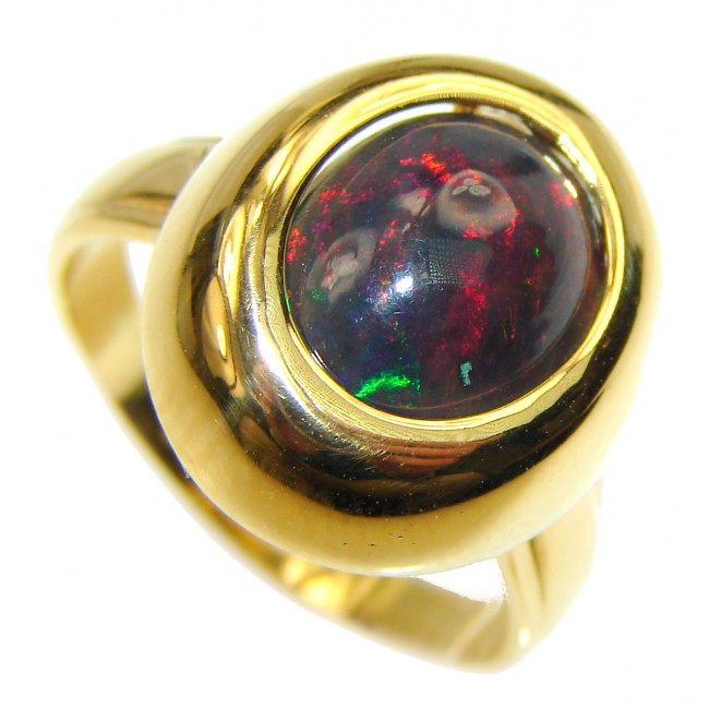 Vintage Design 4.2ctw Genuine Black Opal 14K Gold over .925 Sterling Silver handmade Ring size 8 1/4