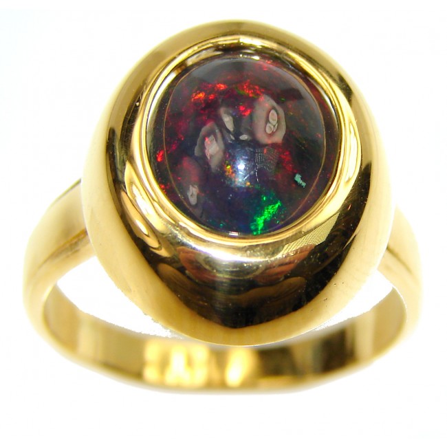 Vintage Design 4.2ctw Genuine Black Opal 14K Gold over .925 Sterling Silver handmade Ring size 8 1/4
