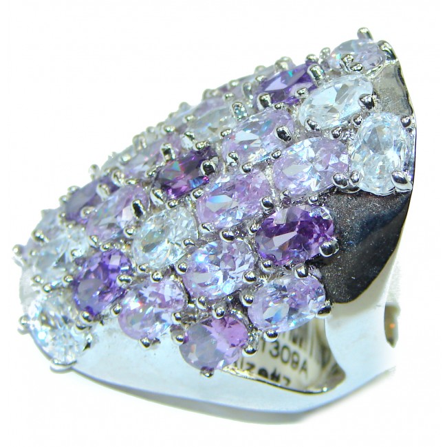 Vintage Style Amethyst .925 Sterling Silver handmade Cocktail Ring s. 7 3/4