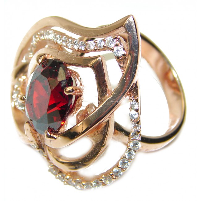 Spectacular Heart Garnet 14K Gold over .925 Sterling Silver handmade ring size 8