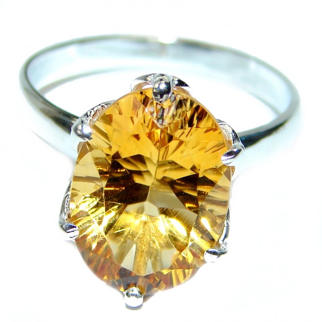 Luxurious Style 6.6 carat Natural Citrine .925 Sterling Silver handmade Cocktail Ring s. 8