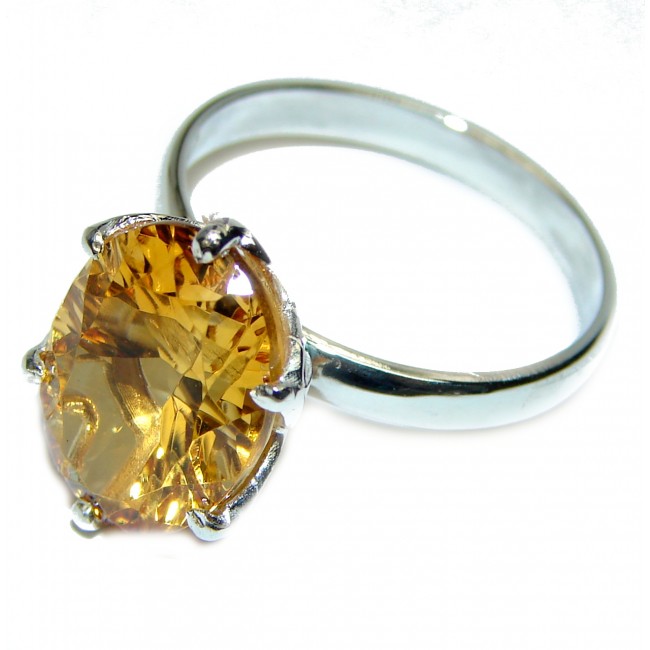 Luxurious Style 6.6 carat Natural Citrine .925 Sterling Silver handmade Cocktail Ring s. 8