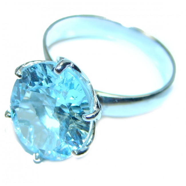 Truly Spectacular Swiss Blue Topaz .925 Sterling Silver handmade Ring size 4 1/2