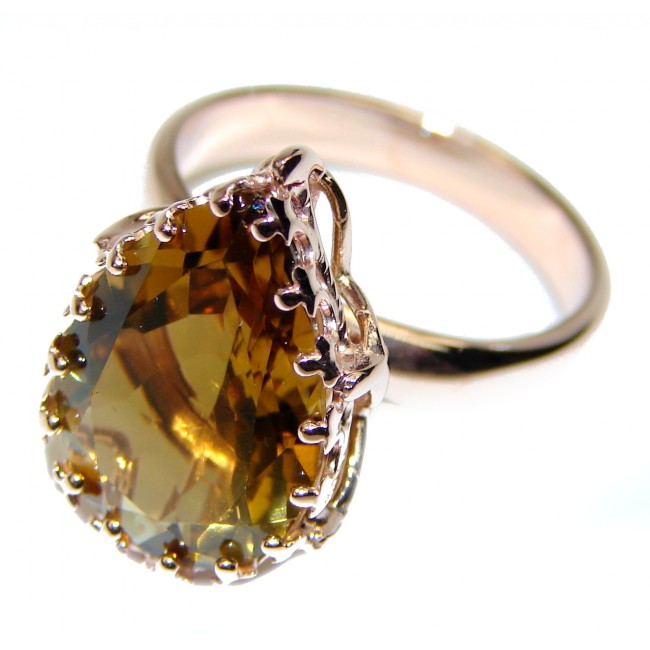 Champagne Smoky Topaz 14K Rose Gold over .925 Sterling Silver Ring size 7