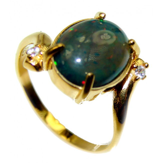 Vintage Design 5.2ctw Genuine Black Opal 14K Gold over .925 Sterling Silver handmade Ring size 8