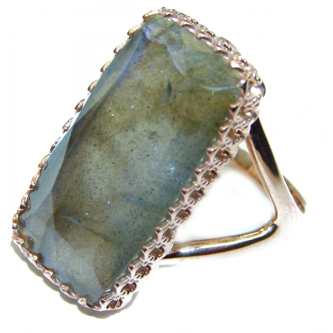 Vintage Design GENUINE Labradorite .925 Sterling Silver handcrafted ring size 6 3/4