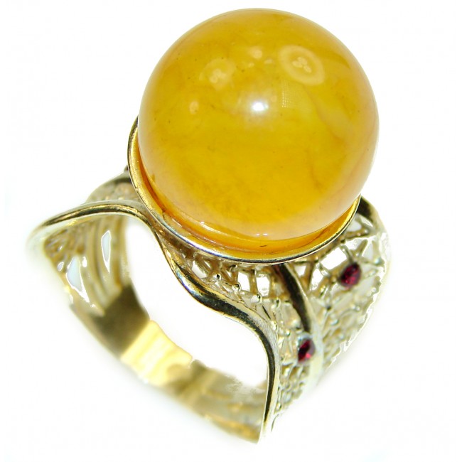 Authentic rare Butterscotch Baltic Amber .925 Sterling Silver handcrafted ring; s. 9