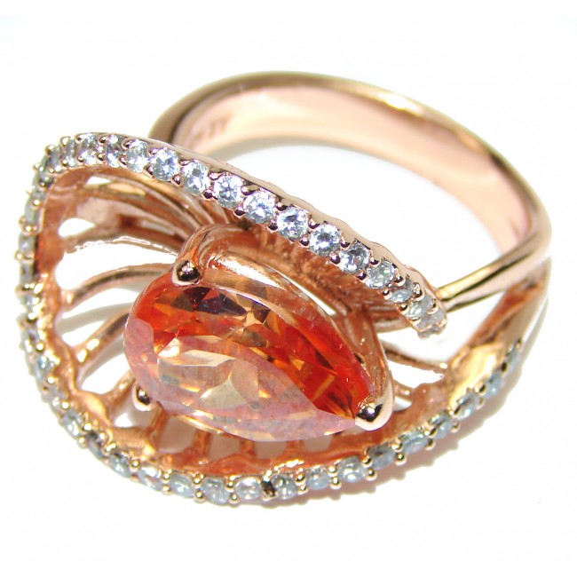 Golden Rose Authentic Golden Topaz 14K Gold over .925 Sterling Silver handcrafted ring; s. 8