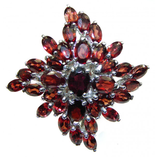 Large Scarlet Starlight Authentic Garnet .925 Sterling Silver Ring size 8 1/4