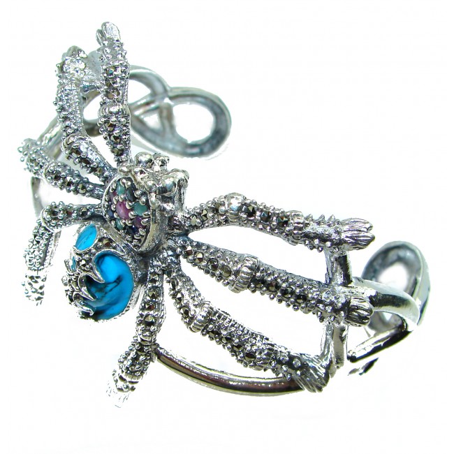Wandering Spider Turquoise .925 Sterling Silver handmade Bracelet / Cuff