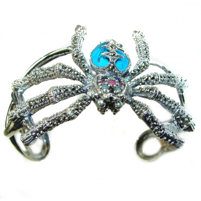 Wandering Spider Turquoise .925 Sterling Silver handmade Bracelet / Cuff