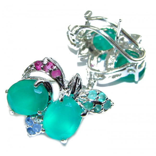 Marvelous Green Agate .925 Sterling Silver earrings