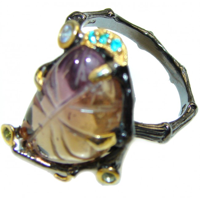 Ametrine 18K Gold over .925 Sterling Silver handcrafted Ring s. 8 1/4