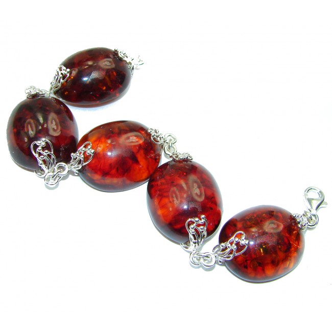 Beautiful multicolor Amber .925 Sterling Silver handcrafted Bracelet
