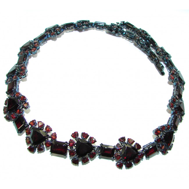 Marvels authentic Garnet black rhodium over .925 Sterling Silver handcrafted LARGE necklace
