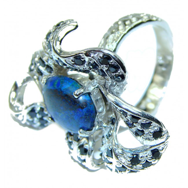 Fabulous Parrot's Wing's Chrysocolla Sapphire .925 Sterling Silver handcrafted ring size 7