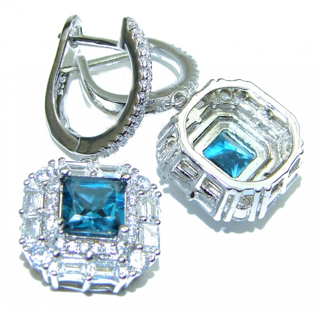 Rare London Blue Topaz .925 Sterling Silver handcrafted earrings