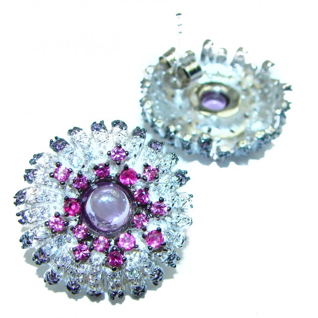 Unique Amethyst Pink Sapphire .925 Sterling Silver handcrafted earrings