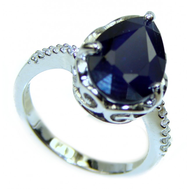 Precious Sapphire .925 Sterling Silver handmade ring size 7