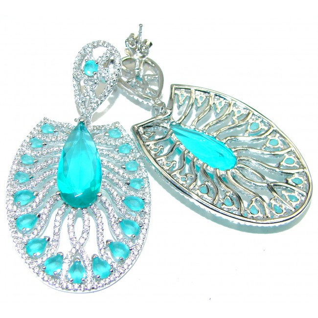 Hollywood Style Apatite 14K White Gold over .925 Sterling Silver earrings
