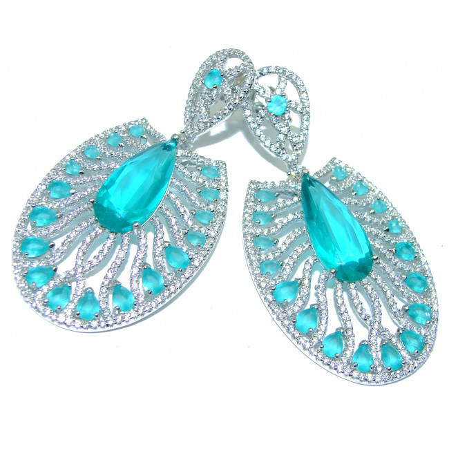 Hollywood Style Apatite 14K White Gold over .925 Sterling Silver earrings