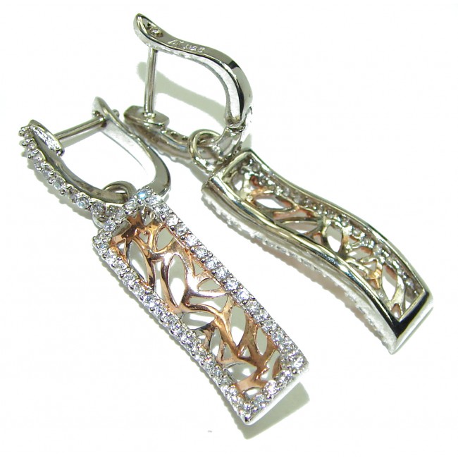 Unique Design 2 tones .925 Sterling Silver earrings