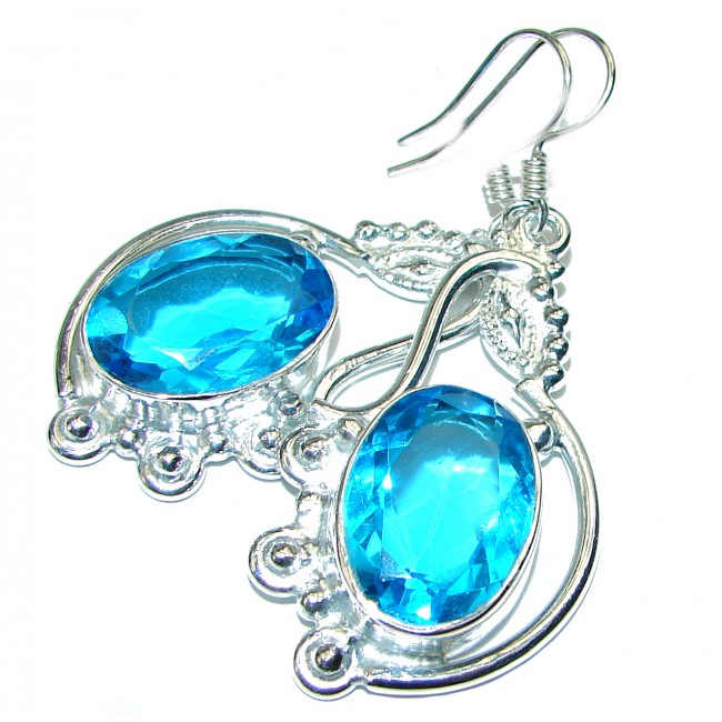 Electric Blue Topaz .925 Sterling Silver handmade earrings