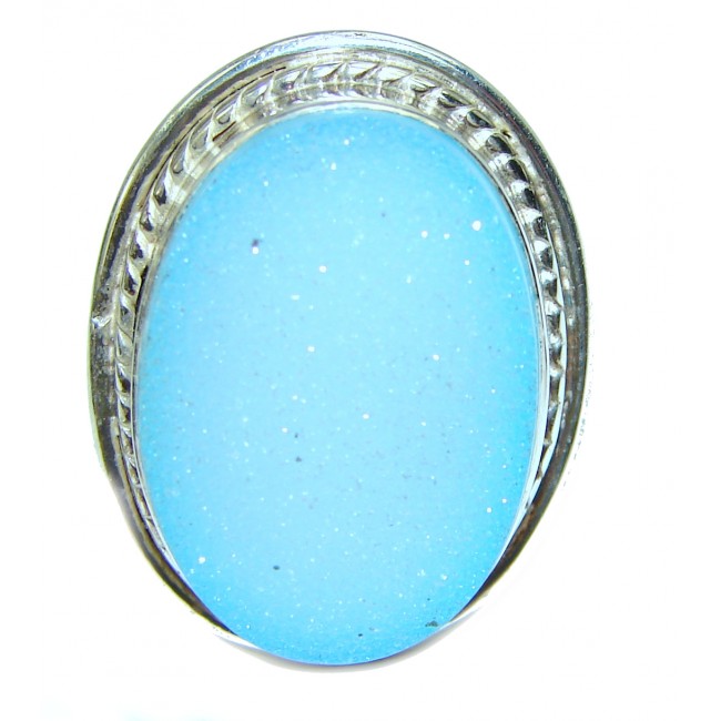 Abgel Blue Druzy Agate .925 Sterling Silver ring; s. 7