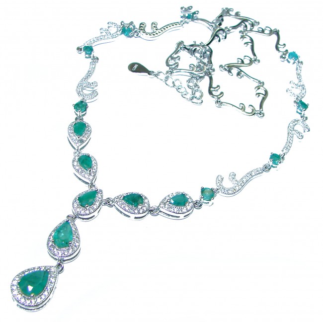 Luxurious authentic Emerald .925 Sterling Silver statement necklace