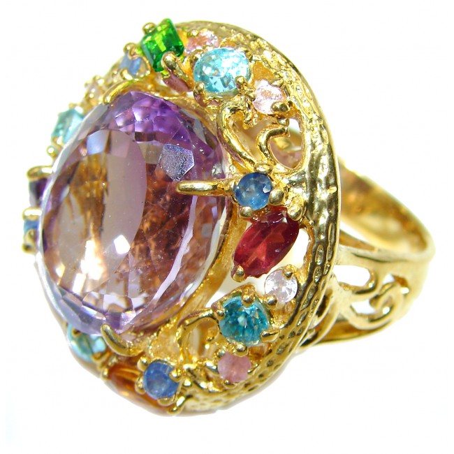 Dolce Vita 14.08 carat Pink Amethyst .925 Sterling Silver handcrafted Statement Ring size 8