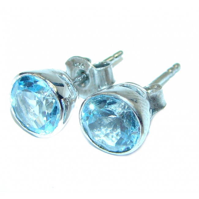 Spectacular Swiss Blue Topaz .925 Sterling Silver handcrafted earrings