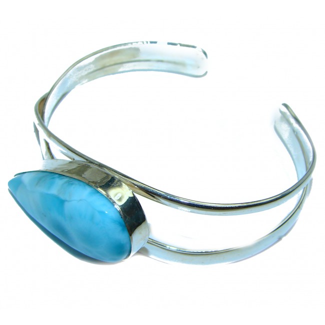 Genuine Blue Larimar .925 Sterling Silver handmade Bracelet Cuff