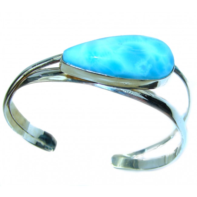 Genuine Blue Larimar .925 Sterling Silver handmade Bracelet Cuff