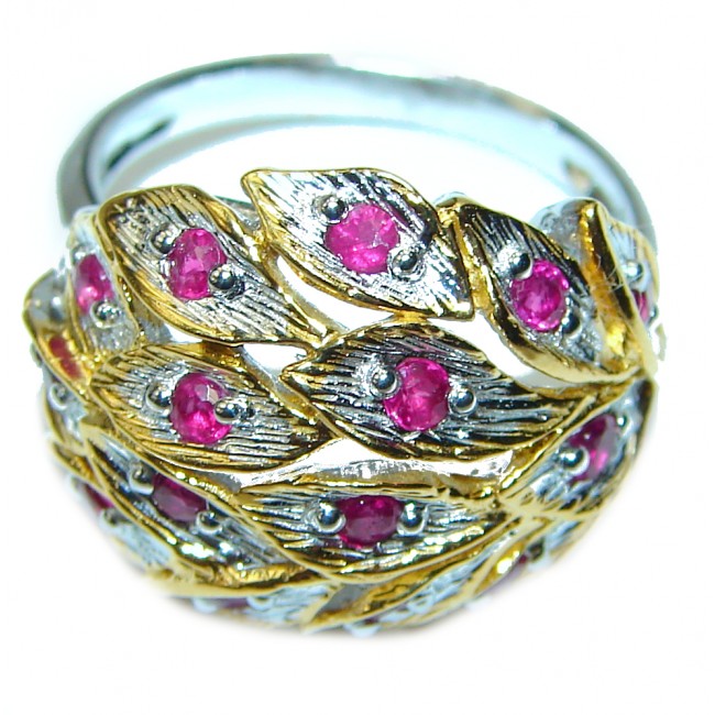 Unique Ruby Gold over .925 Sterling Silver handcrafted Ring size 7