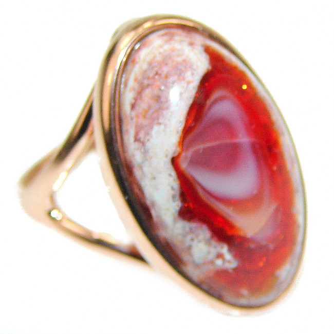 Excellent quality Mexican Opal 14K Rose Gold .925 Sterling Silver handcrafted Ring size 7