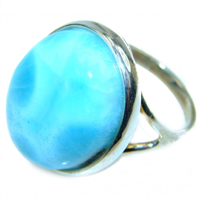 Precious Blue Larimar .925 Sterling Silver handmade ring size 8 1/2