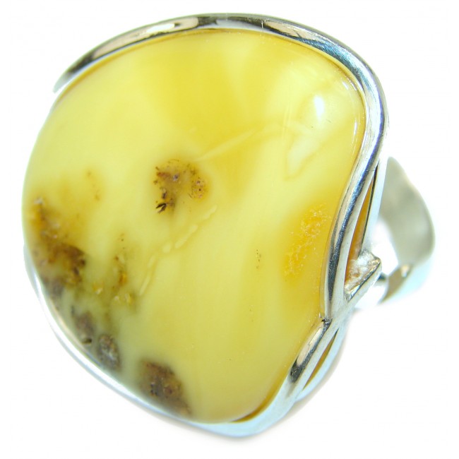 Huge Butterscotch Amber .925 Sterling Silver handcrafted Ring s. 9