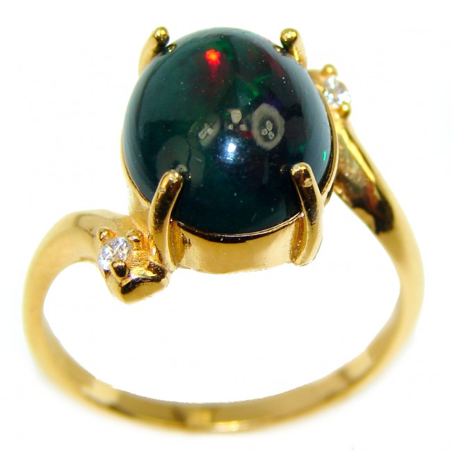 Vintage Design 5.2ctw Genuine Black Opal 14K Gold over .925 Sterling Silver handmade Ring size 7 1/2