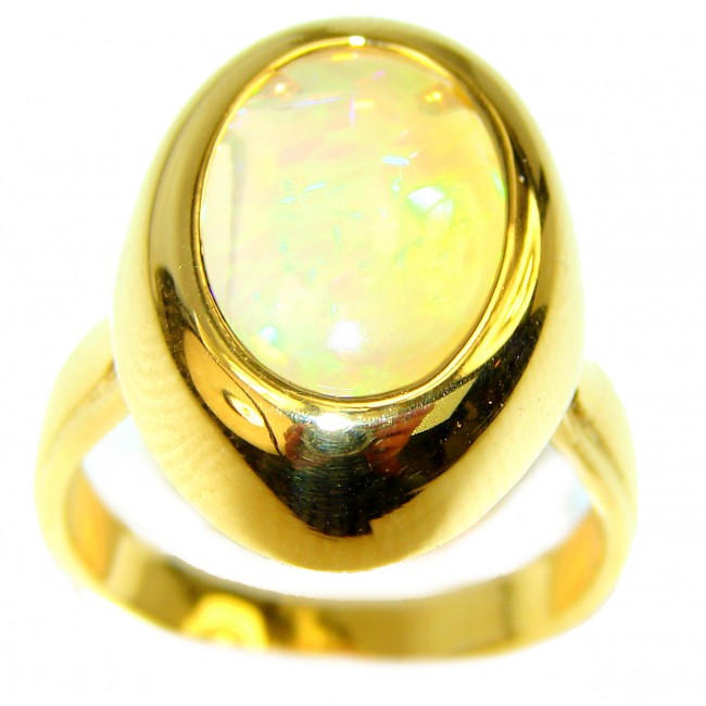 EVOLUTIONARY BEAUTY Genuine 11.5 carat Ethiopian Opal 18K Gold over.925 Sterling Silver handmade Ring size 7