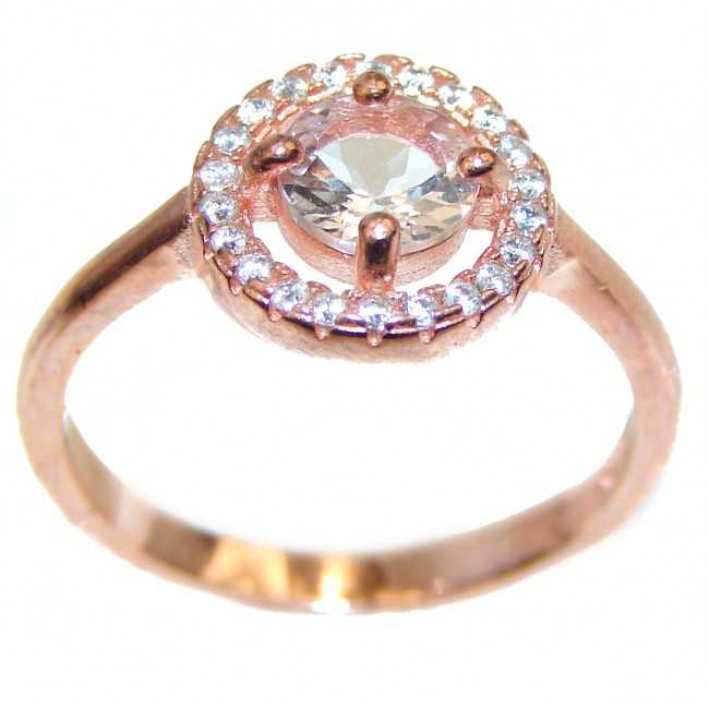 Authentic volcanic trillion cut Morganite .925 Sterling Silver ring s. 7