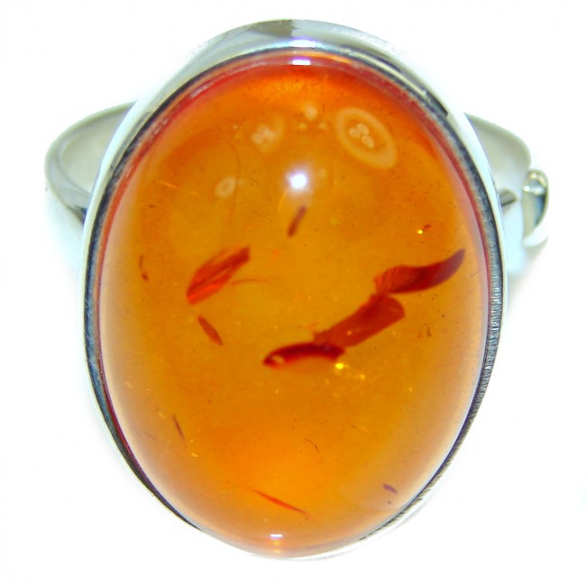 Authentic Baltic Amber .925 Sterling Silver handcrafted ring; s. 9