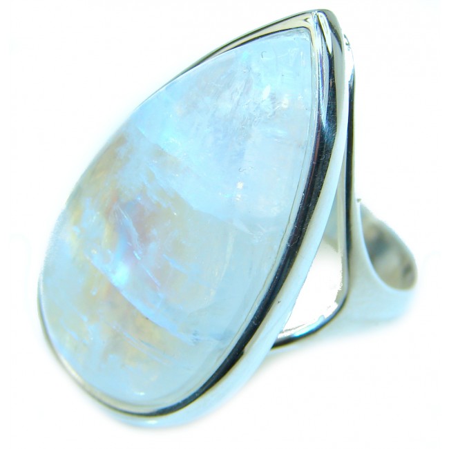 Best quality Genuine Fire Moonstone .925 Sterling Silver handcrafted ring size 7 1/4
