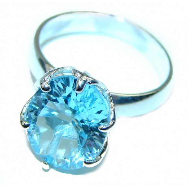 Truly Spectacular Swiss Blue Topaz .925 Sterling Silver handmade Ring size 4