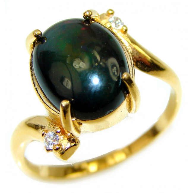 Vintage Design 5.2ctw Genuine Black Opal 14K Gold over .925 Sterling Silver handmade Ring size 6 3/4