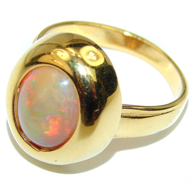 New Universe Genuine 8.5 carat Ethiopian Opal 18K Gold over.925 Sterling Silver handmade Ring size 8 1/4