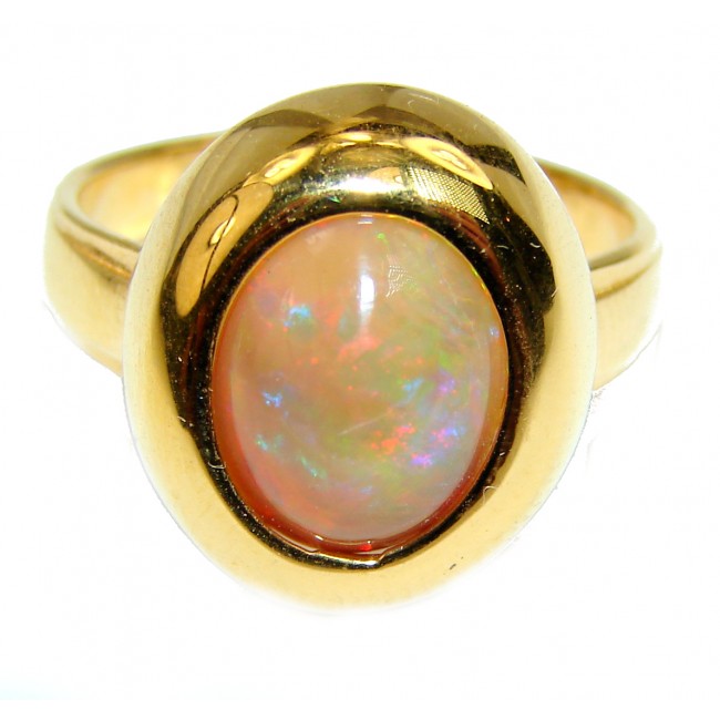 New Universe Genuine 8.5 carat Ethiopian Opal 18K Gold over.925 Sterling Silver handmade Ring size 8 1/4